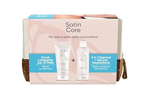 Satin Care Set Per i Peli e La Pelle Della Zona Intima, Scrub Levigante Per La Pelle, 177 ml E Detergente + Gel Da Depilazione 2-In-1 190 ml