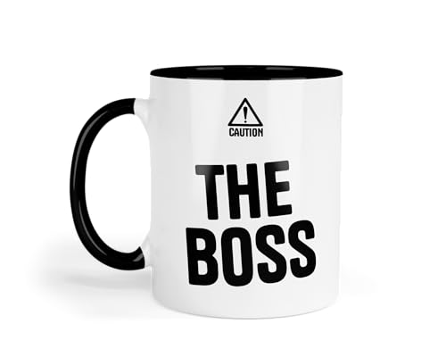 Kembilove Taza “The Boss” | Diseño Minimalista en Blanco y Negro | Regalo Divertido para Jefes o Jefas con Carácter | Cerámica 330ml Apta para Microondas y Lavavajillas