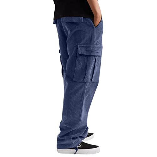 Corduroy Pants Men Baggy Casual Wide Leg Cargo Sweatpants Lightweight Pockets Fall Trousers Big and Tall Hiking Pantalones2