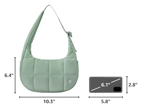 Image of WESTBRONCO Small Puffer Crescent Shoulder Bag for Women, Nylon Quilted Shoulder Purses, Puffy Handbags with Adjustable Strap