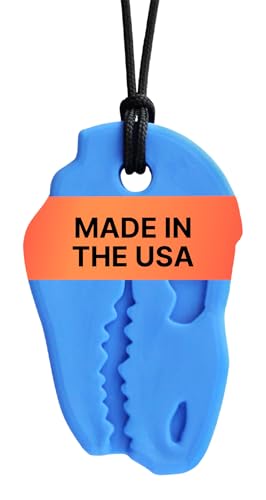 ARK Dino-Bite Chew Necklaces for Sensory Kids and Adults Oral Fidget for Autism ADHD SPD Anxiety Medical-Grade Sensory Chew Necklace XXT Very Firm Royal Blue