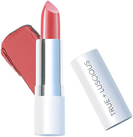 True + Luscious Super Moisture Lipstick – Clean, Vegan and Cruelty Free – Lasting Hydration for Dry Lips with a Satin Finish – Just Peachy