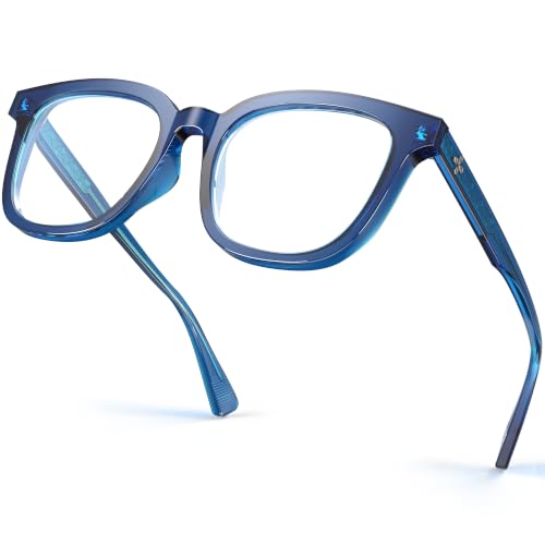 Image of VISOONE Square TR90 Lightweight Anti Glare UV400 Gaming Computer Glasses | 99% Digital Screen Filter Non-Prescription Clear Lens Oversized Frame Trendy Fashion Blue Light Blocking Women Men NOE