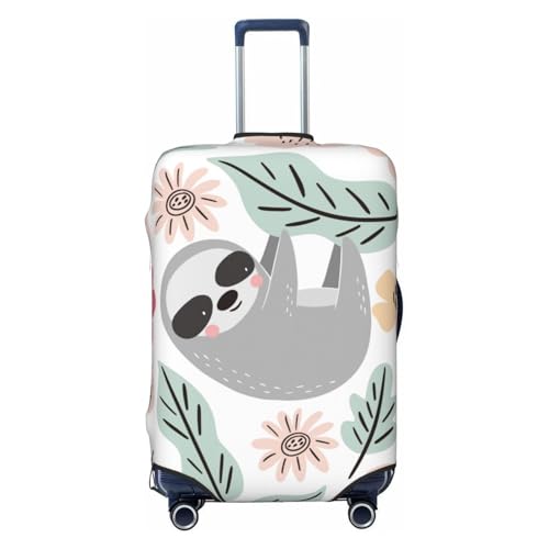 Cute Cartoon Sloth Print Luggage Cover Elasticated Suitcase Covers TSA Approved Stylish Scratch Washable Resistant Case Protector for Kids and Adults