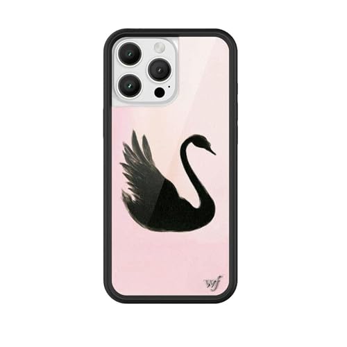 Image of Wildflower Cases - Compatible with iPhone 16 Pro Max | Protective Black Bumper, 6.5ft Drop Test Certified, Women Owned Small Business | Pink Art Aesthetic Dainty Trendy Cute | Black Swan