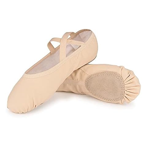 Girls Canvas Ballet Slipper with Split Sole Cover