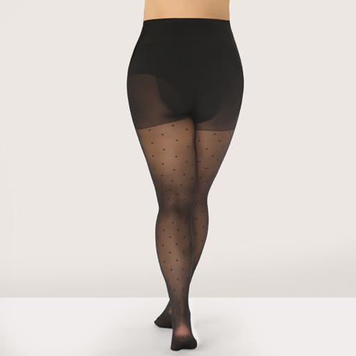 Image of Yilanmy Patterned Plus Size Tights Polka Dot 40D High Waist Black Leopard Sheer Pantyhose for Women