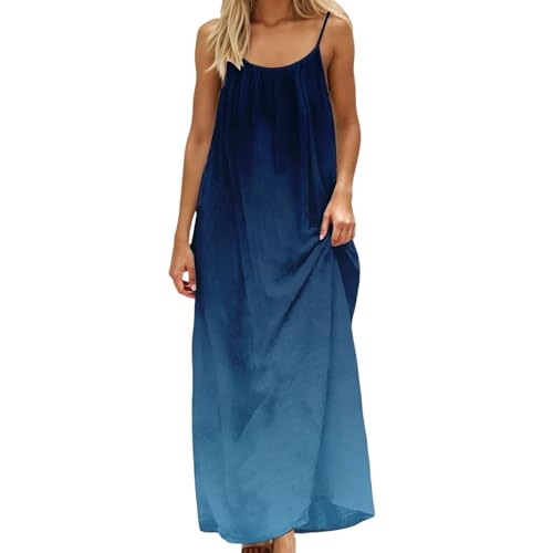 Image of HTHLVMD Backless Cami Dress Summer Dresses for Women 2026 Spaghetti Strap Dresses Womens Solid Color Backless Cami Dress
