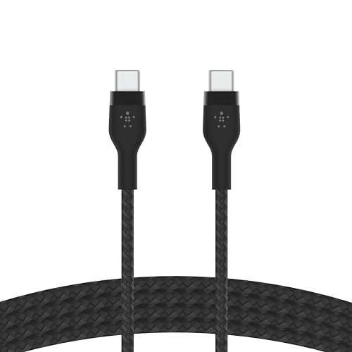 Image of Belkin Apple Certified USB C To C Fast Charging Cable Type C Cable, Charge And Sync Ultra Flexible Silicone, Double Nylon Braided Cable, 60W PD, USB-IF Certified 3.3 Feet (1M) A- Black