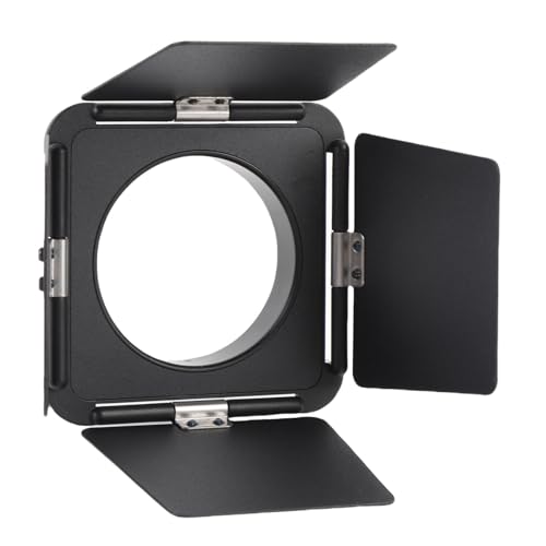 Oreilet Deflector de Luz de Cuatro Hojas, Puerta de Granero con Luz de Vídeo LED de Aleación de Aluminio para Montaje Pequeño, Control Reflectante Ajustable para Lámpara de Vídeo