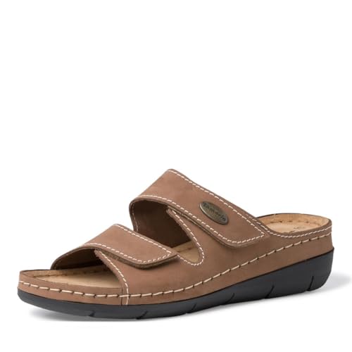 Chausson femme en cuir noble à talon compensé de qualité