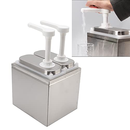Saucenspender, Kunststoff und Edelstahl, Gewürz-Sirup-Küchen-Pumpstation für Zuhause, 1 L, Doppelter Salat, Marmelade, Gewürzpresse (1L Doppelpumpe)