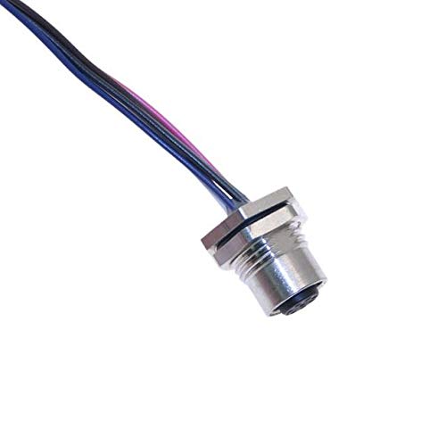 MENCOMMDC-4FR-BM-2M, Receptacle, 4 Pole, Female Straight, 2M, 22awg, 4A, PG9, Back Mount, Nickel Plated Brass