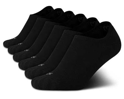 Image of Calvin Klein Womens No Show Socks - 6 Pack Lightweight Cotton Blend Invisible No Slip Sneaker Liners Athletic Socks for Women