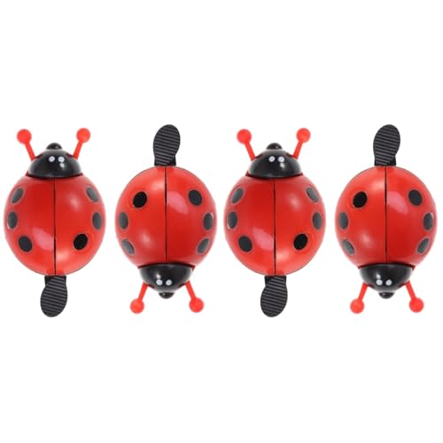 INOOMP 4pcs Ladybug Bike Bells Cycling Handlebar Sound Horn Alarm for Boys and Girls Adults Cute Red Easy to Install for Outdoor Biking