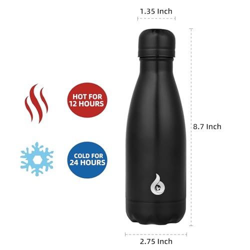 Image of BJPKPK 12oz Insulated Water Bottle Stainless Steel Water Bottles Keep Cold And Hot,Black