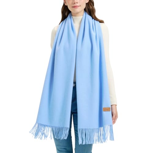 Châle cachemire femme - Pashmina hiver bleu clair