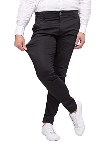 Chino Hose Herren Slim Fit Ultra Stretch. Business Herrenhose Classic Style. Denim Jogger Herren - Schwarz. Größe: 36W/32L Cover