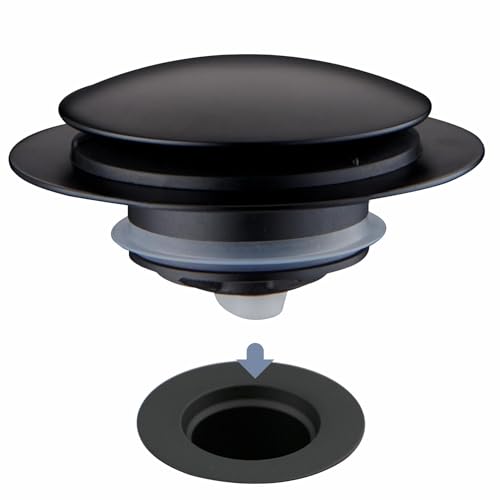 HIDROP Matte Black Tub Drain Stopper Universal Bathtub Stopper Pop Up