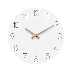 mooas Flatwood Wall Clock, 12 " Wood Wall Clock Non Ticking Sweep Movement Decorative Wall Clock
