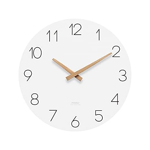 mooas Flatwood Wall Clock, Analog Wall Clock, Silent Non-Ticking 12 inch Modern Wall Clocks Battery Operated for Office, Home, Bathroom, Kitchen, Bedroom, School, Living Room