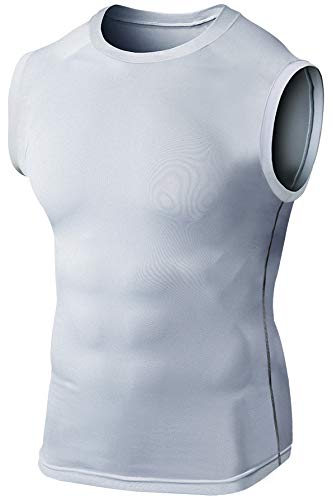 Defender Men's Cool Dry Compression Baselayer Sleeveless Muscle T-Shirt Tights Fits Hockey WH