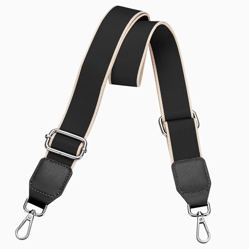 Image of Hamdecro Purse Straps Replacement Crossbody, Universal Wide Shoulder Strap for Bags Adjustable Straps for Handbags, Gunmetal Buckle - Black