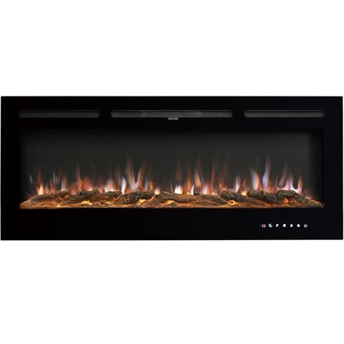 Warmiehomy Electric Fire 70inch/177.8cm Media Wall Fireplace Wall Mounted/Recessed Electric Fireplace with 9 Colors LED Flame Effect, Remote Control & Overheat Protection