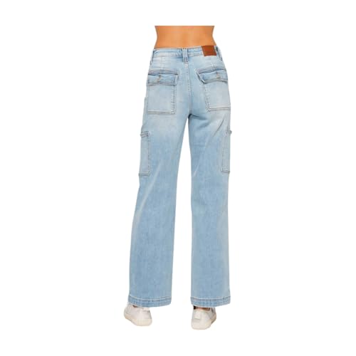 Judy Blue Light Wash High Rise Straight Cargo Jeans4
