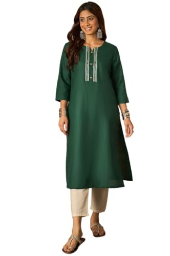 Image of Women's Silk Blend Solid Regular Kurta Set