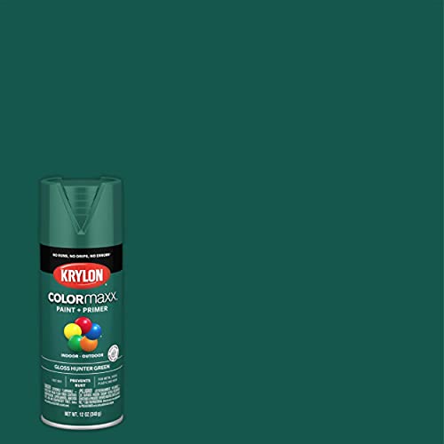 Image of Krylon K05523007 COLORmaxx Spray Paint and Primer for Indoor /Outdoor Use, Gloss Hunter Green 12 Ounce (Pack of 1)