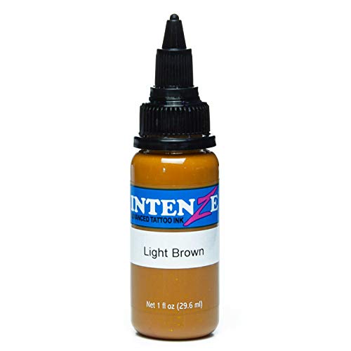 Intenze Light Brown Tattoo Ink 1oz with Excellent Long-Lasting Opacity, Made in USA, Exceptional Skin Coverage, Sterilized and Direct from The Manufacturer.