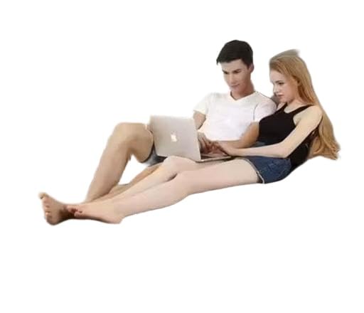 Inflatable Lounge Chair for Adults, Folding Portable Lazy Sofa with Foot Stool Indoor Livingroom Bedroom, Office Balcony, (Black & Brown) Outdoor Travel Camping 2-in-1 with Airr Pump-image-43
