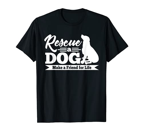 Rescue Dog Friend For Life T-Shirt, Black