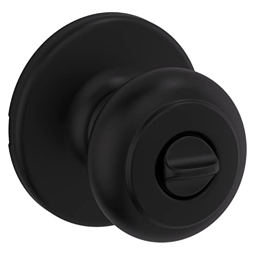 Image of Kwikset Cove Interior Privacy Door Knob with Lock, Door Handle For Bathroom and Bedroom, Matte Black Keyless Turn Lock Doorknob