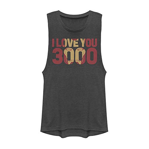 Marvel Avengers Endgame Iron Man I Love You 3000 Text Fill Juniors Muscle Charcoal - image 1