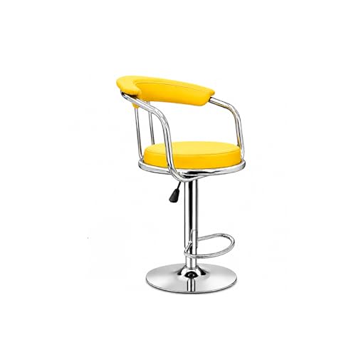 Image of Kemon Modern Adjustable Swivel Bar Stool Chair with Backrest, PU Leather Hydraulic Counter Stool with Footrest for Kitchen Island, Cafe & Home Bar (1, Yellow, Round Barrel Stool)