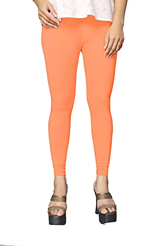 Image of Women's Cotton Skinny Leggings with Ankle Length Solid Pattern Mid Rise and Elastic Closure | Cotton Skinny Leggings for Womens