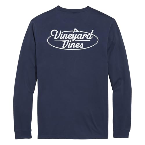 vineyard vines Men's Vv Golf Flag Logo Long-Sleeve Pocket Tee