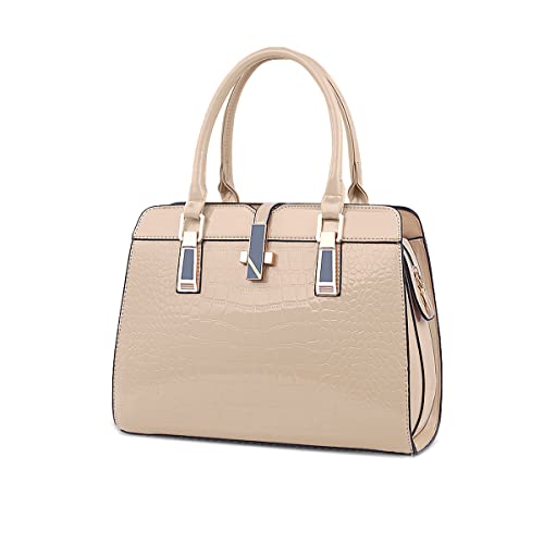 Borsa Moda Elegant da Nuova Borse a Mano in PU Verniciata Tote Cachi donna da lavoro pelle