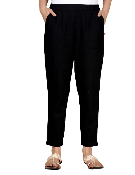 Image of DIGITAL SHOPEE Cotton Women Trouser Pant Use for Formal Office High Waist for Wide Leg Ankle Length Straight Pencil Pant