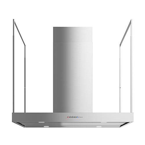 Image of Futuro Futuro Europe Series Island Mount Range Hood, Italian Stainless Steel Ceiling Chimney Hood with Perimeter Suction & Multi-Speed Blower (36 inch)