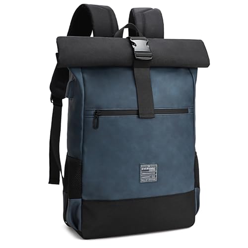 EverVanz Sacs à Dos Homme/Femme pour Ordinateur Portable 17 pouces - Imperméable- port de charge USB - Zip d’Accès Rapide - Roll Top - Résistant à l'eau - Loisirs/Affaire/Scolaire/Voyage/Randonnée