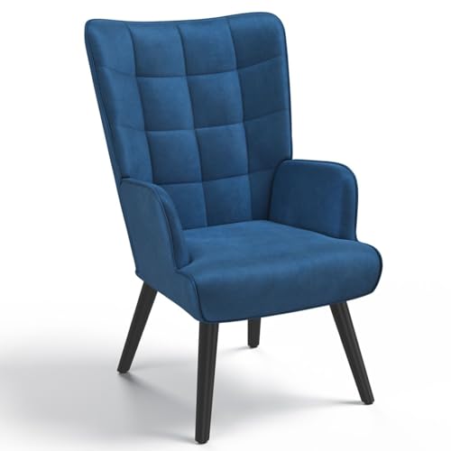IDMarket - Fauteuil scandinave ANIA en Velours Bleu