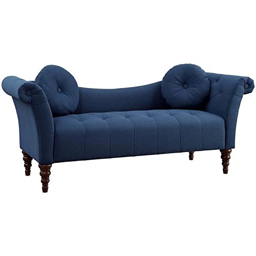 Oxlip Settee Sofa 2 Seater Chaise Lounge 2 Seatefor Livingroom Bedroom Office (Blue)
