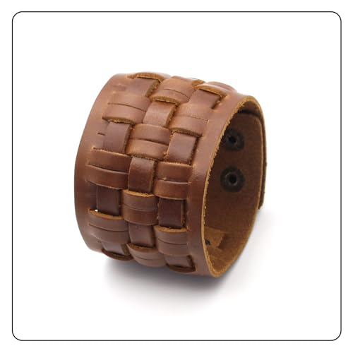 Image of Punk Rock Snap Bracelet Braided Wide Leather Wristband Arm Cuff Bracelet
