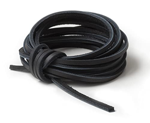 IPEA Cordino in Vera Pelle Quadrato per Accessori, Artigianato, Scarpe, Moda - Pelle Premium Made in Italy - 3m Lunghezza ­- Lacci - Cordino in Cuoio 3 mm Ritagliabile - Colore Nero