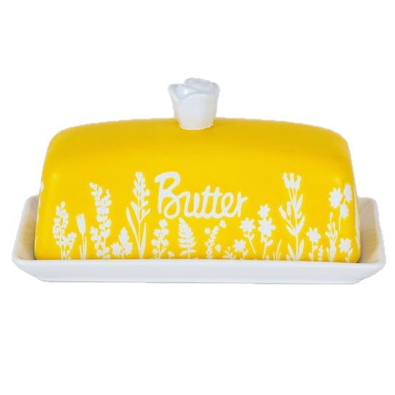 LinJunnz Butterdose aus Porzellan mit Deckel für Arbeitsplatte,...