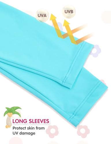 Girls Rash Guard Swimsuit Long Sleeve Bathing Suits Two Piece Summer Beach Swimwear4