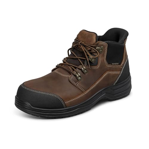 Orthofeet Men's Orthopedic Hands-Free Slip On Work Boots Graphite, Brown, Size 13